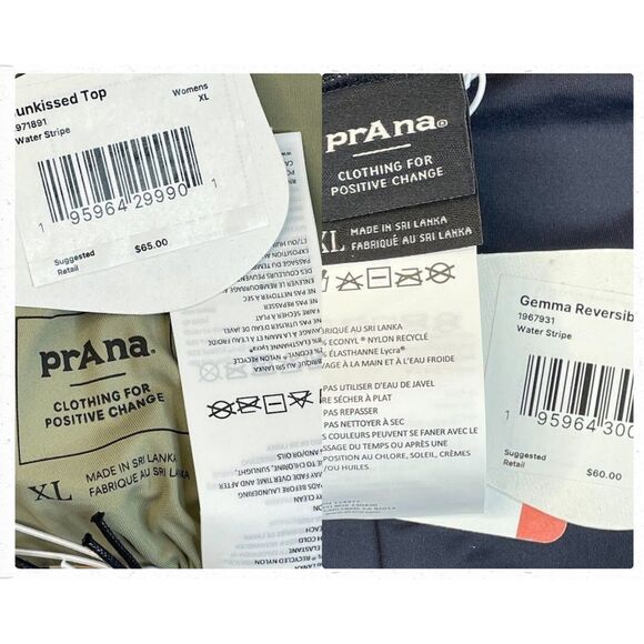 prAna Bikini Set Womens Size XL Triangle Top Reversible Bottom Striped NEW! $125 - Picture 6 of 11